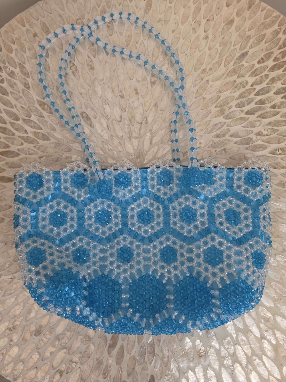 Blue Beaded Tote Bag - Designer-Inspired